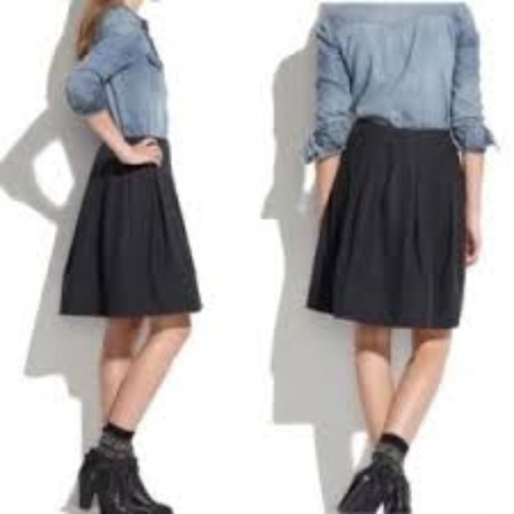 Madewell Wool Blend Structured Pleat Skirt - Picture 2 of 5